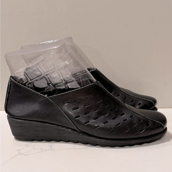 The Flexx - Black leather wedges - size 7 - Picture 1 of 8